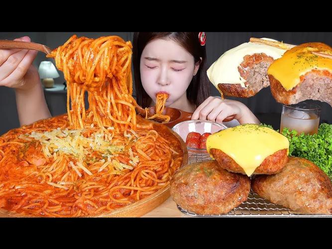 韩国吃播，声控吃播，肉酱番茄意面与三明治，解馋